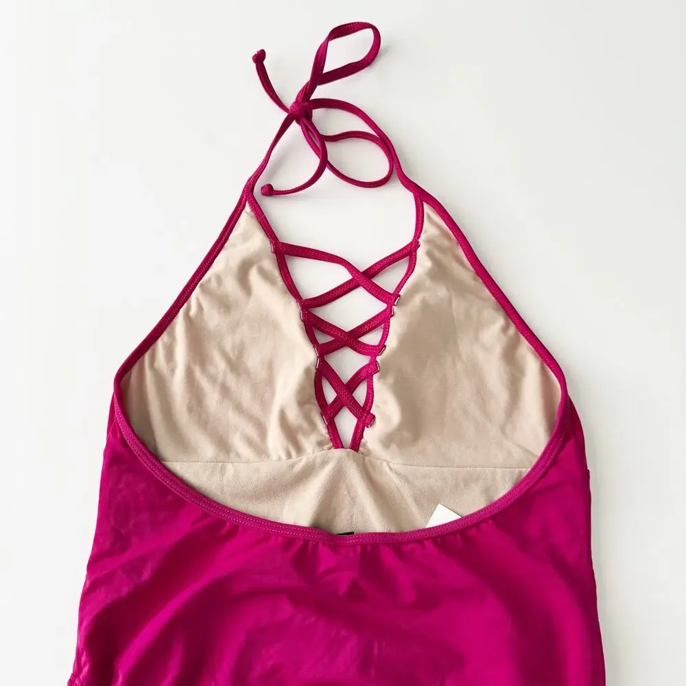 [Frederick's of Hollywood] Fuchsia Pink Sunset One-Piece Swimsuit NWT Sz Large L